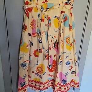 Her Destiny  A-Line Skirt Sz Medium Resortwear Print Linen